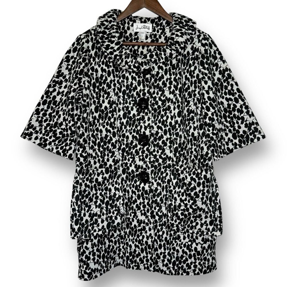 Joseph Ribkoff Sweater‎ Coat Short Sleeve Size 6 Classic Jacket Preppy Long Line